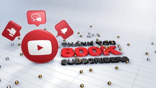 3D Thank You 800K Subscribers Social Media Celebration