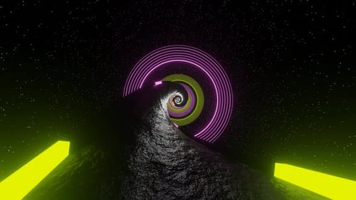 Lime And Light Pink Cosmic Spiral Road Background Vj Loop In HD