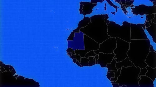 Animated World Map Zoom and Mauritania Highlight