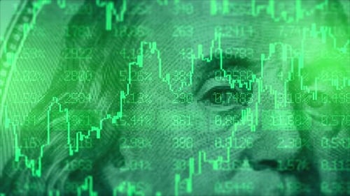 American Bullish Stock Market Trading Graph in Green Color United States 100 Dollars Bill on