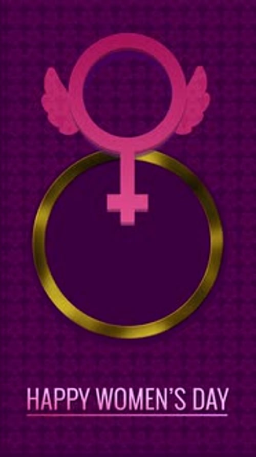 Happy Women's Day Celebration In Portrait View With Butterflies And Women's Symbol V6
