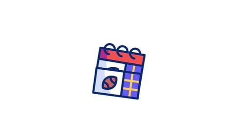Animated Flat Design Calendar Icon with Football