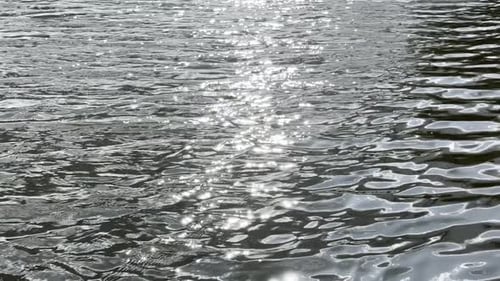 Scenery Surface of Pond Illuminated By Sun at Summertime Calm View on Sea with Small Waves at Sunny
