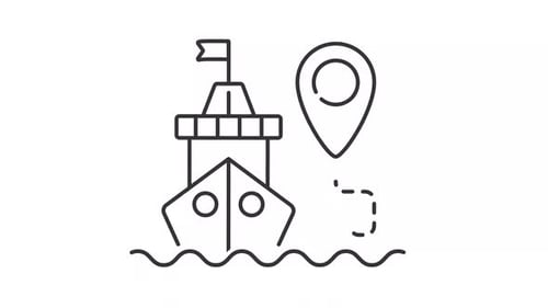 Minimalist Ship Travel to Destination Location Pin Animation
