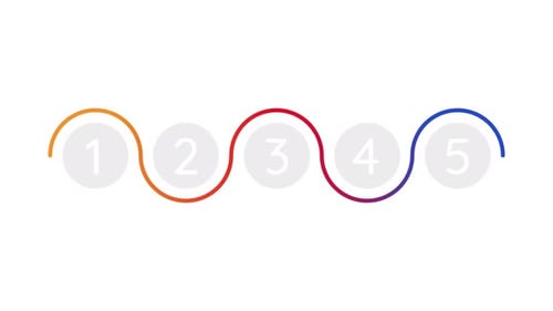 Industry development round gradient infographic 5 steps template animation