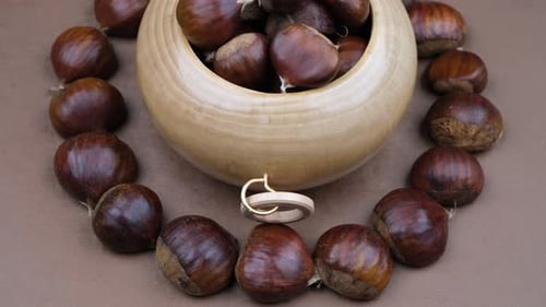 raw chestnuts bowl