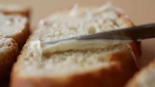 Close Up of Butter Spread on a Bread
