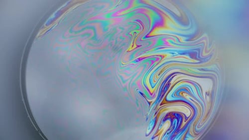 Iridescent Soap Bubble with Swirling Colors