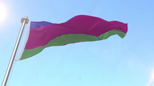Realistic Waving Flag in Clear Blue Sky