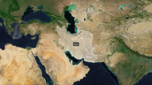 Modern World Map Zoom and Iran Country Highlight Animation