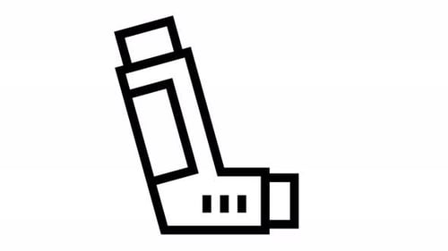 Animated Flat Line Icon of Asthma Inhaler Spraying