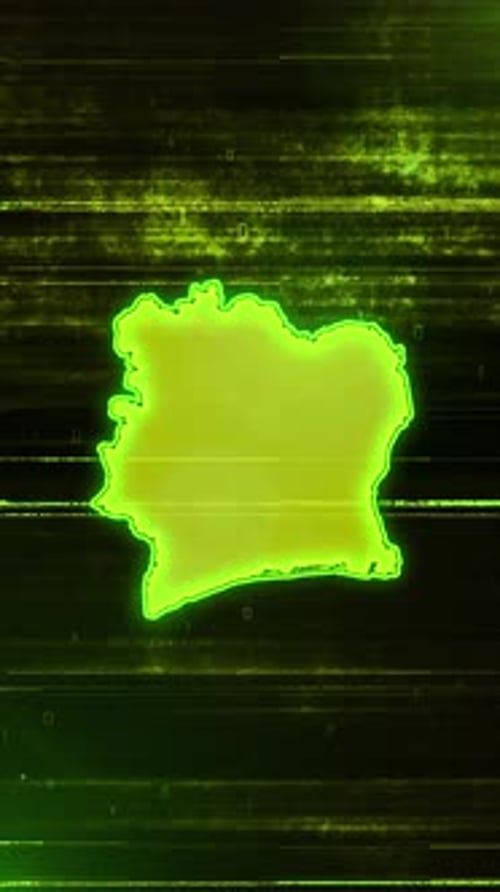 Ivory Coast Digital Futuristic Glitch Map