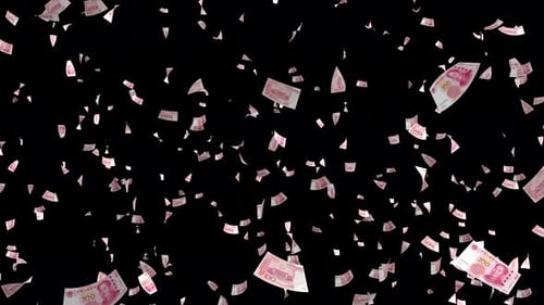 Falling Chinese 100 Yuan Banknotes Loop Animation