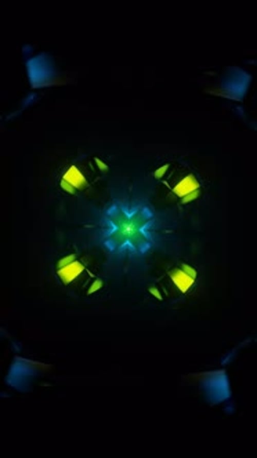 Vertikales Video von geometrischen Hochgeschwindigkeitstransformationen in einer nahtlosen abstrakten Schleife