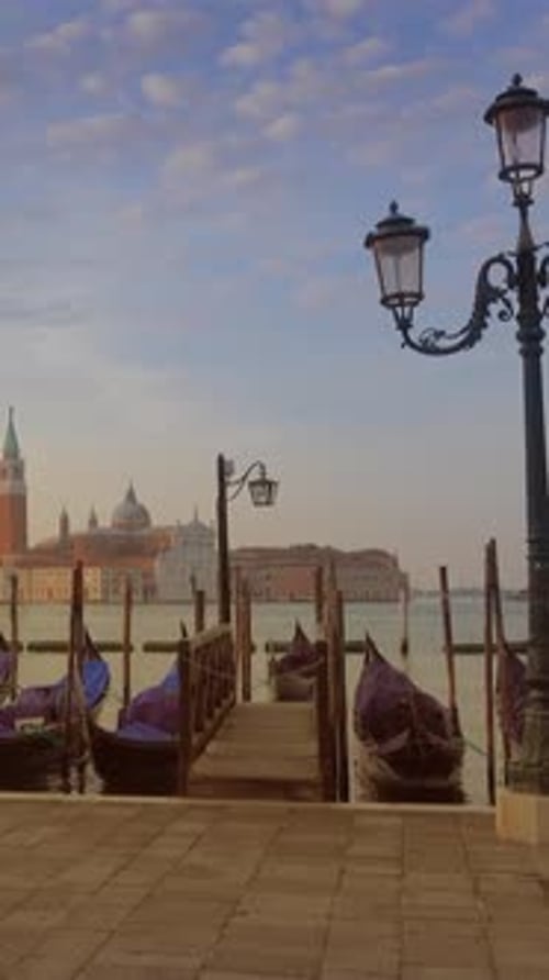 Gondolas on Canal Grande in Venice Italy