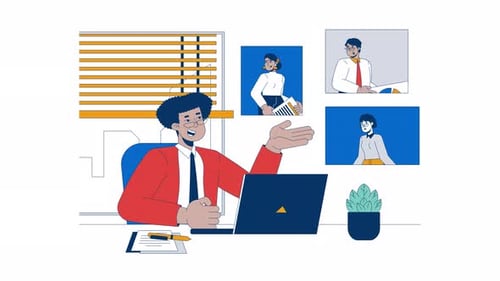 Animação 2D de videoconferência para trabalhadores remotos