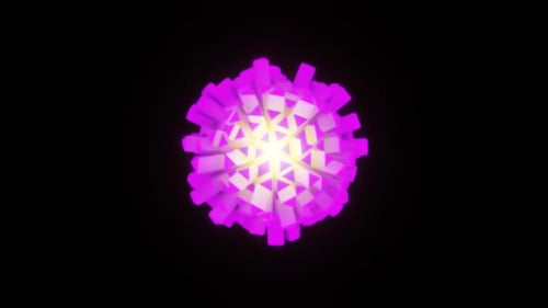 Pink and Cyan and Yellow Sound Accompanying Sphere Background Loop Animation in 1080HD