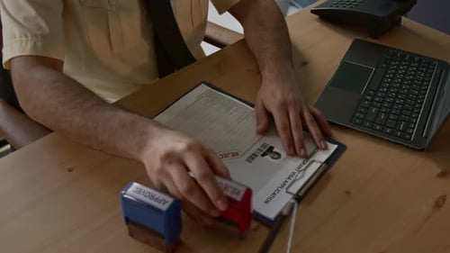 Reject Stamp on Visa Application Document in Office