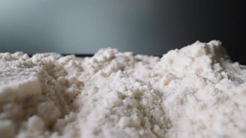 Pile of White Flour for Baking Close-Up