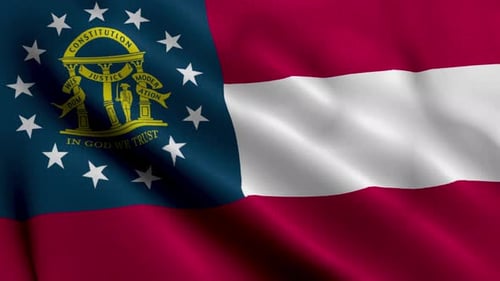Waving Georgia State Flag Realistic Animation Loop