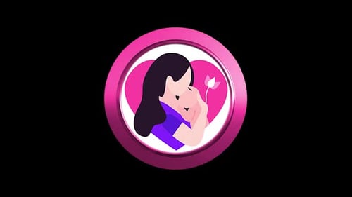 Rotating 3D Icon of Mother and Child with Heart