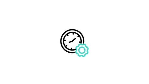 Animated Clock and Spinning Gear Line Icon