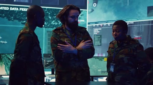 Adults Discussing in Modern High-Tech Office