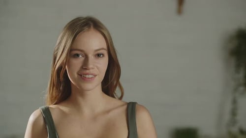 Smiling Young Adult Woman Close Up Portrait