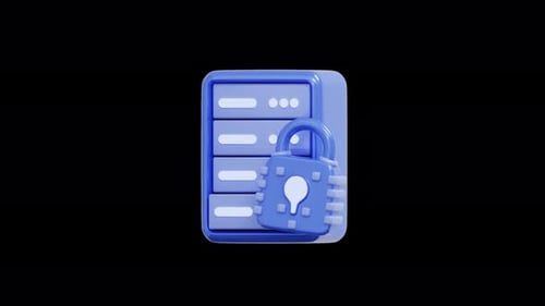 Animated 3D Data Server Security and Protection Icon