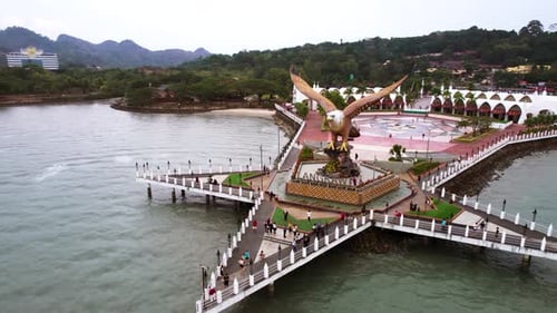 Langkawi Island in Malaysia Dataran Lang Touristic Attraction with Eagle Statue