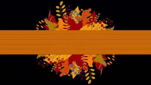 Autumnal Leaves Growing Behind Wooden Banner