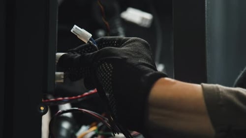 Electrician Connecting Wires Close Up