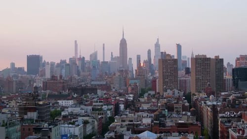 Manhattan in New York City, USA - day to night time lapse shot