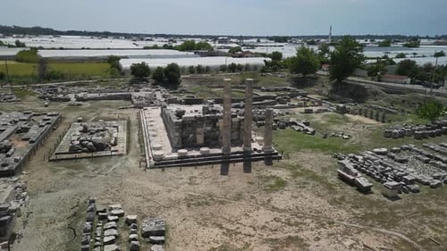 Remains of Letoon Temple Complex with Columns and Stone Bases