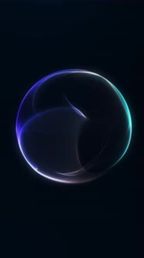 Soft dynamic neon sphere with subtle digital wave motion