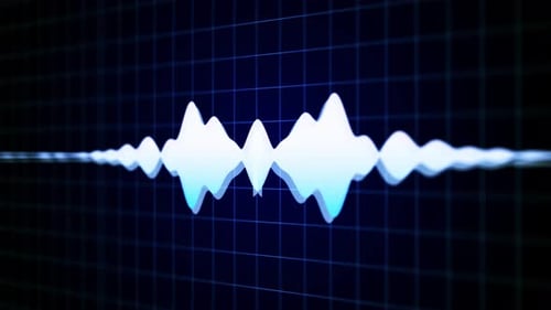 Abstract Sound Wave Visualization on Digital Grid Background