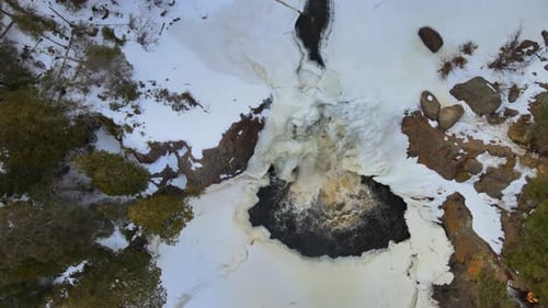 Paceful water flowing from the waterfall middle of forest in State Park of Minnesota