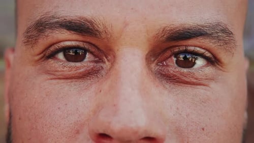 Macro Shot of Smiling Adult's Face and Eyes