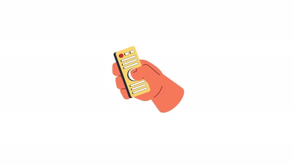 Animated Flat Design Hand Holding Remote Control, Elements Motion ...