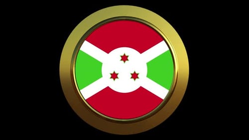 Rotating Burundi Flag Golden 3D Emblem