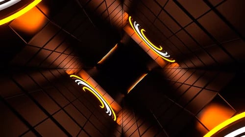 Orange And White Neon Rings Rotation Tunnel Background Vj Loop In 4K