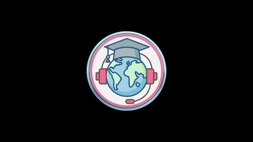 Flat Design Animated Online Education Globe Icon