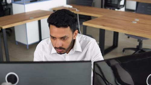 Indian Trader Broker Checking Stock Trading Data Analysis Concept Working in Office with Financial