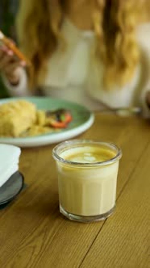 Latte and Lunch at Cafe with Young Adult