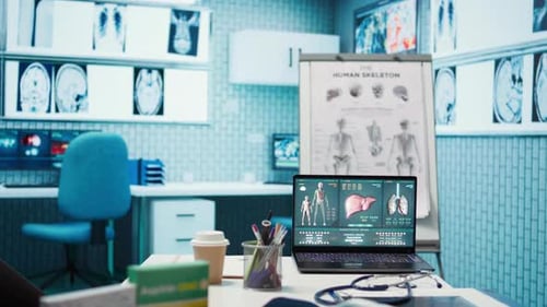 Empty Doctor Office Awaiting a Patient Visit Featuring Diagnostic Equipment