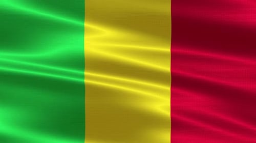 Mali National Flag Waving in Realistic Fabric Loop