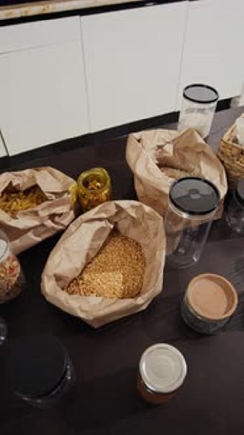 Jars and Paper Bags with Grains
