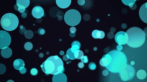 3D-Animation, Bokeh, abstrakte Lichtkreise, Partikel, glühen blau
