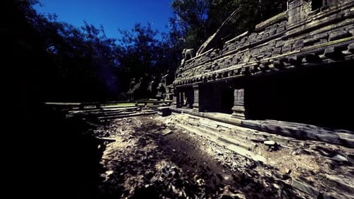 Nighttime Ancient Structures Old Historic Sites Under Starry Dark Sky
