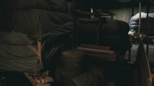 Atmospheric Dark Storage Room Slow Camera Dolly